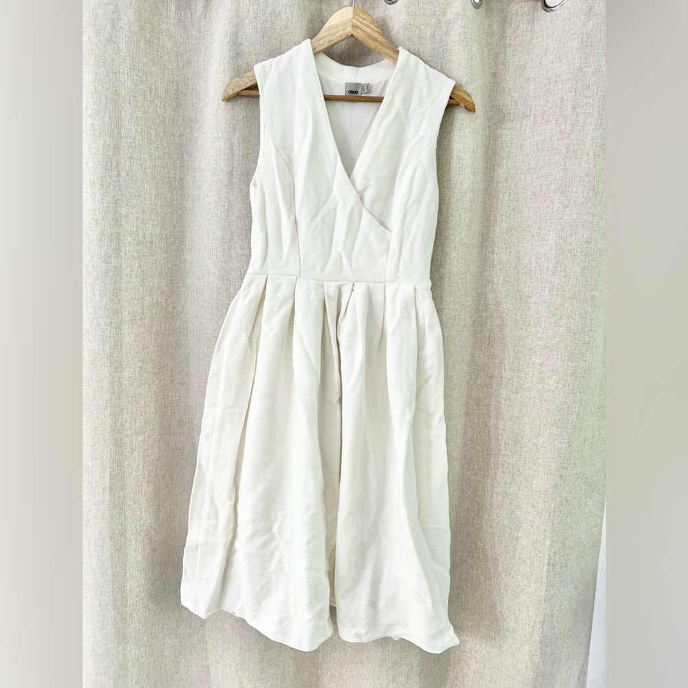 ASOS White Textured Midi Dress